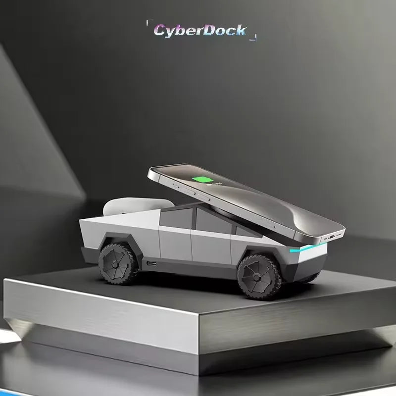 Cybertruck Desktop Stand Qi2 3-in-1 CyberDock Wireless Charging Station for IPhone16 15 14 Pro Max, AirPods, IWatch